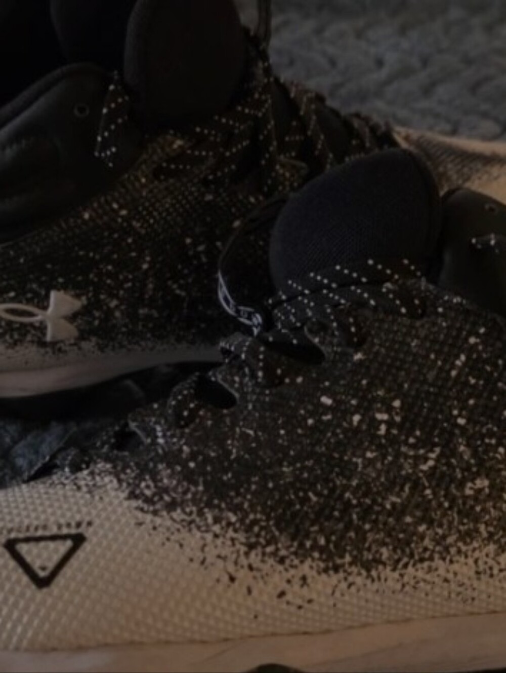 NWOB Under Armour Black White Gradient Locked Down Football Cleats